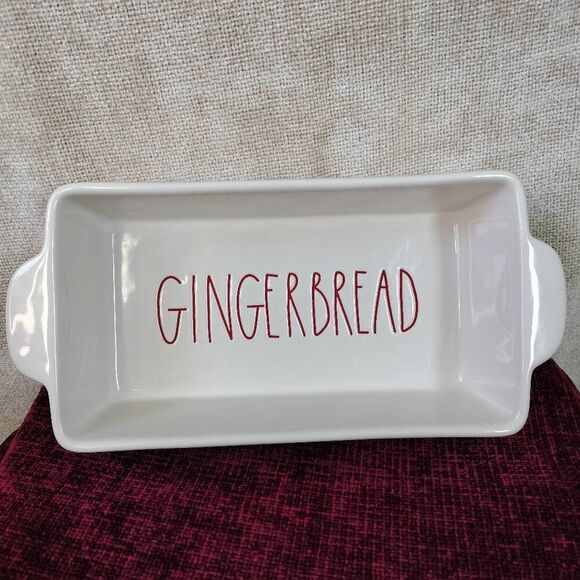 Rae Dunn Gingerbread Ceramic Loaf Baking Pan NWOT - Picture 1 of 6